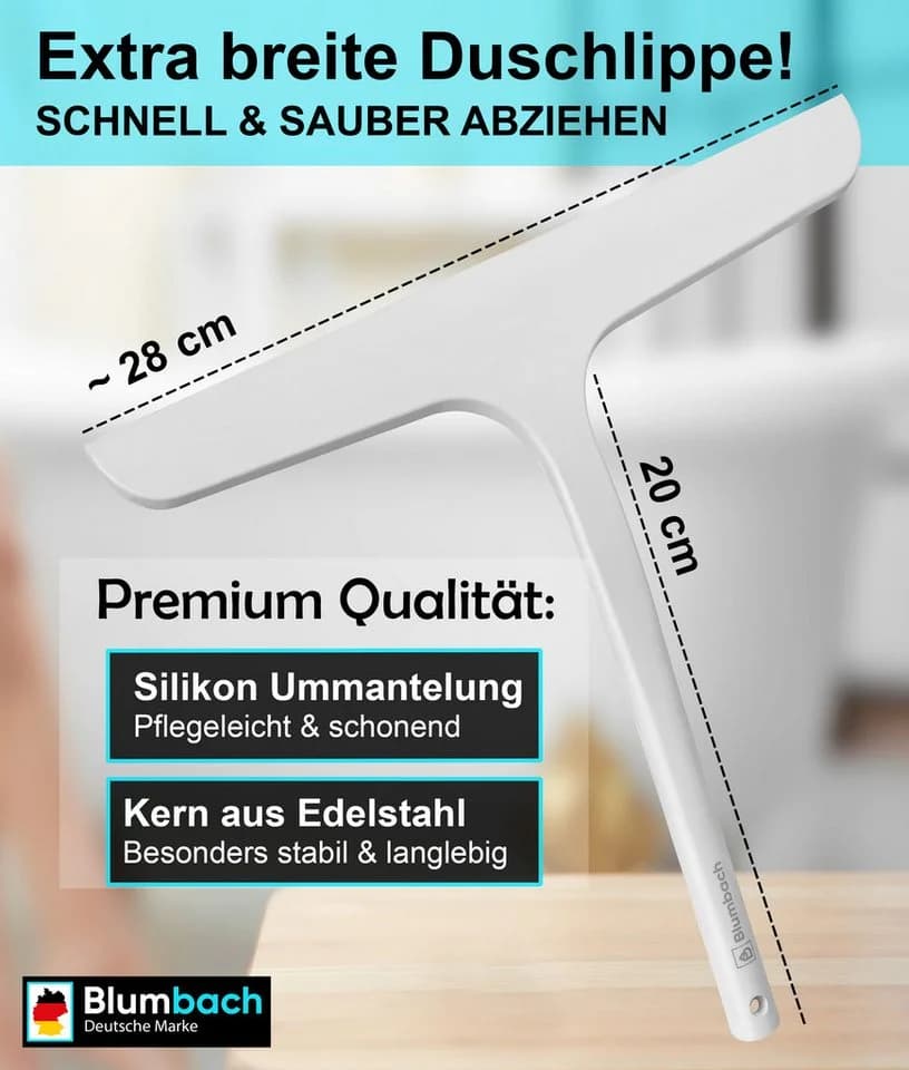 Blumbach Duschabzieher 28 cm Weiß Silikon mit Edelstahlkern - Bild 3