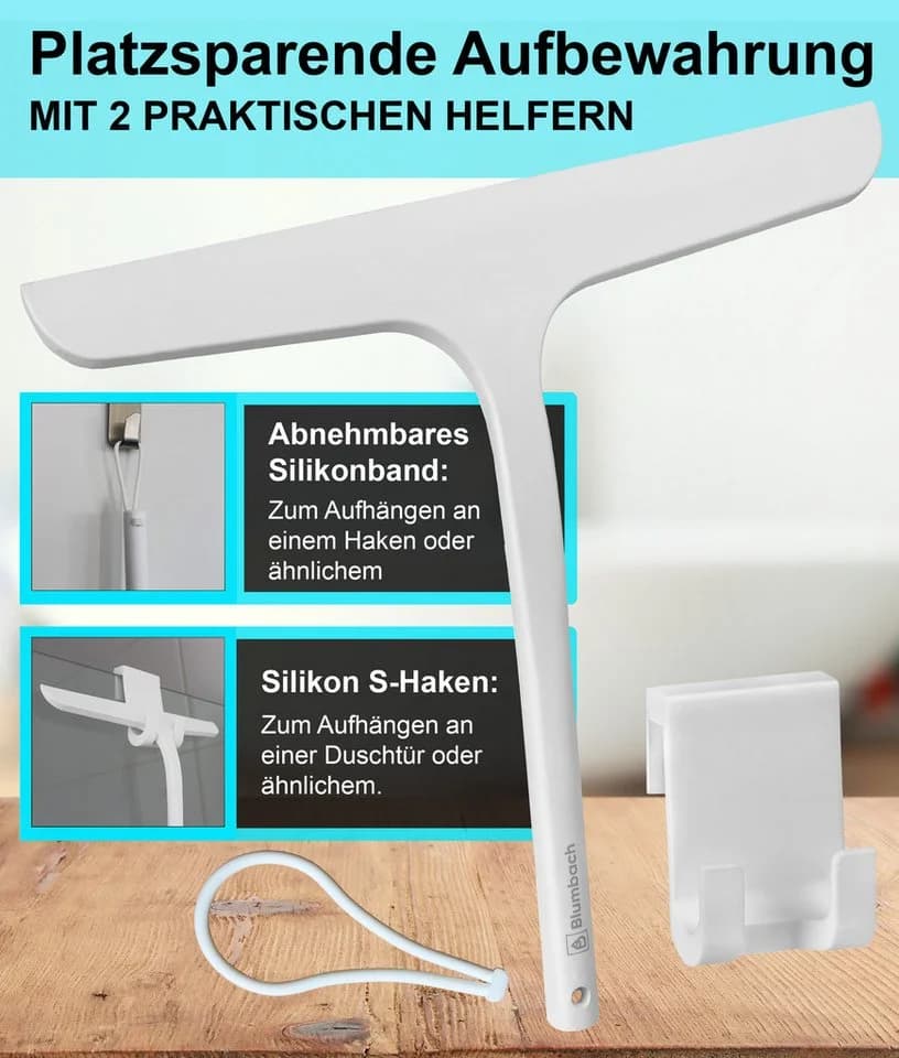 Blumbach Duschabzieher 28 cm Weiß Silikon mit Edelstahlkern - Bild 4
