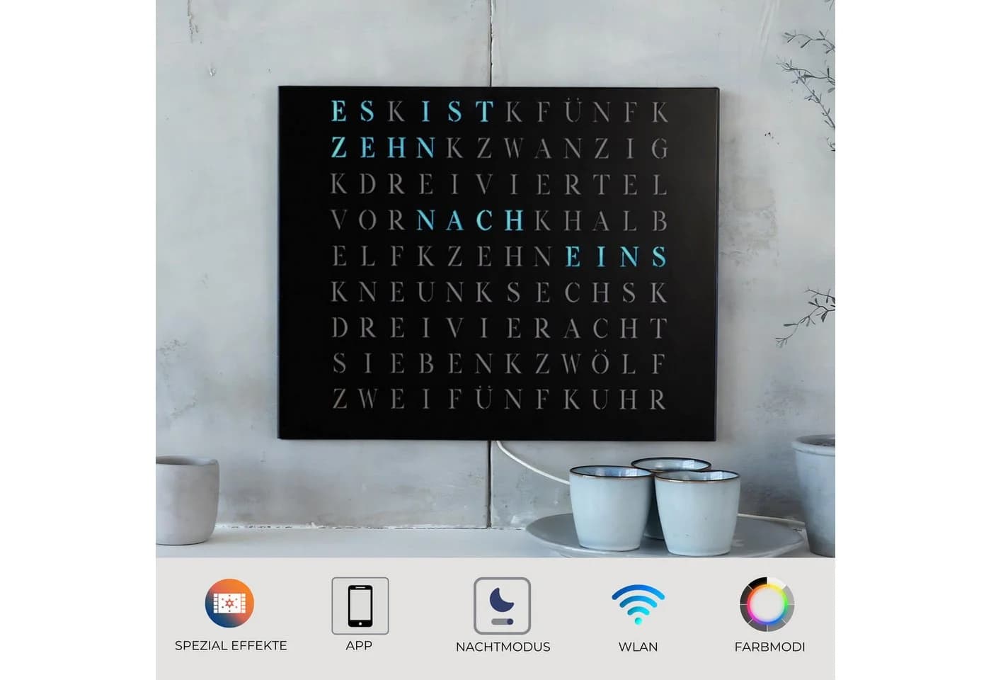 build-yours.de LED Wortuhr Jupiter - Smarte WordClock mit 16 Mio. Farben & WLAN - Bild 3