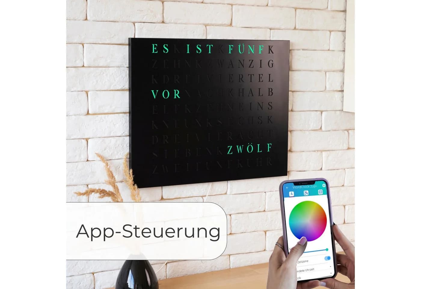 build-yours.de LED Wortuhr Jupiter - Smarte WordClock mit 16 Mio. Farben & WLAN - Bild 4