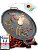 Drei Eichen Grillplatte Gusseisen Ø35cm mit Tropfschutz & Tragegriff Bild 2