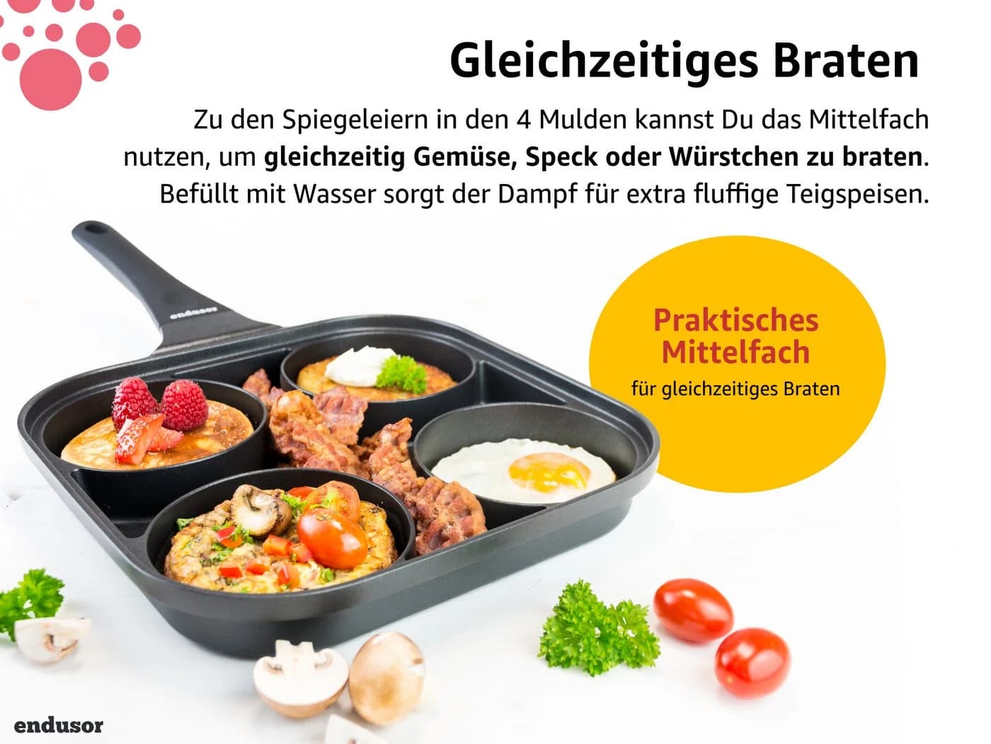 endusor Spiegeleipfanne 27cm Quadratisch Antihaft Induktion - Bild 4