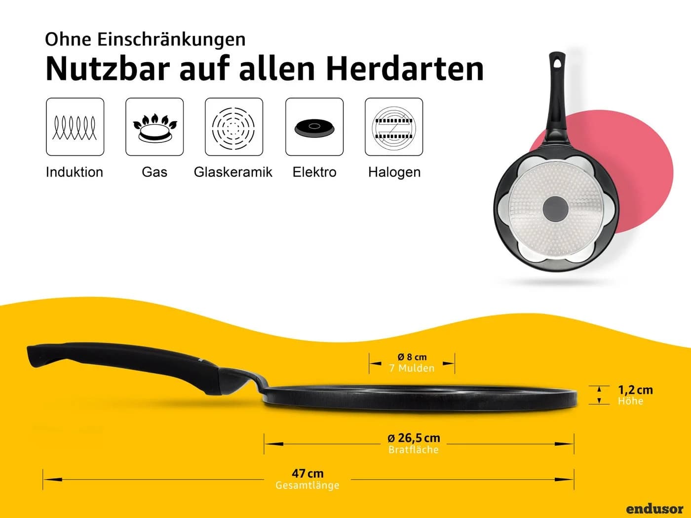 endusor Crêpepfanne 26cm mit 7 Tier-Motiven für Kinder - Bild 3