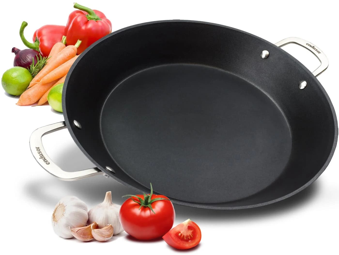 endusor Paellapfanne 38cm Aluminiumguss Antihaft für 6-8 Personen - Bild 2