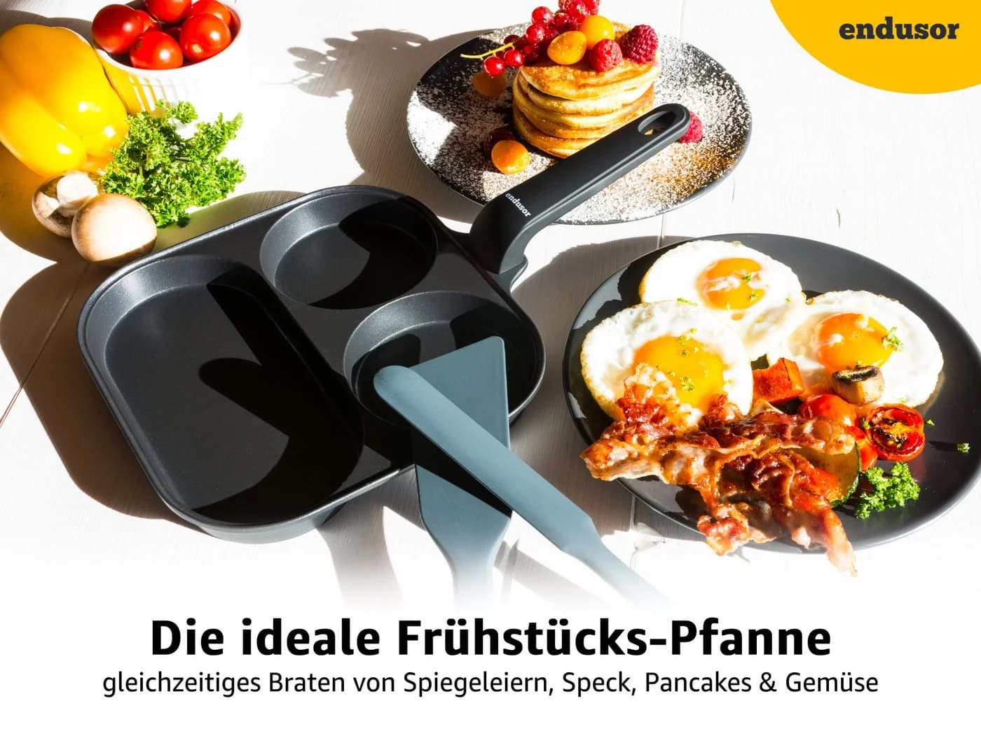 endusor Bratpfanne Frühstückspfanne 21cm Quadratisch Antihaft Induktion