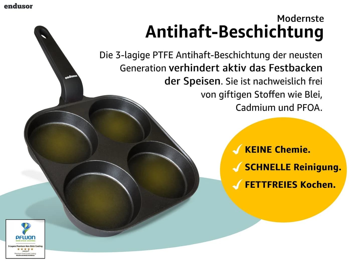 endusor Spiegeleipfanne 21 cm Aluminiumguss Antihaft Induktion - Bild 5
