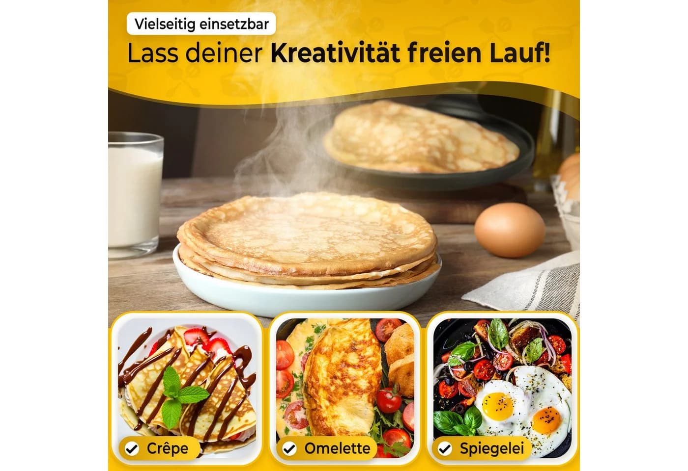 endusor Crêpepfanne 26cm Aluminiumguss Antihaft inkl. Holzspatel - Bild 3