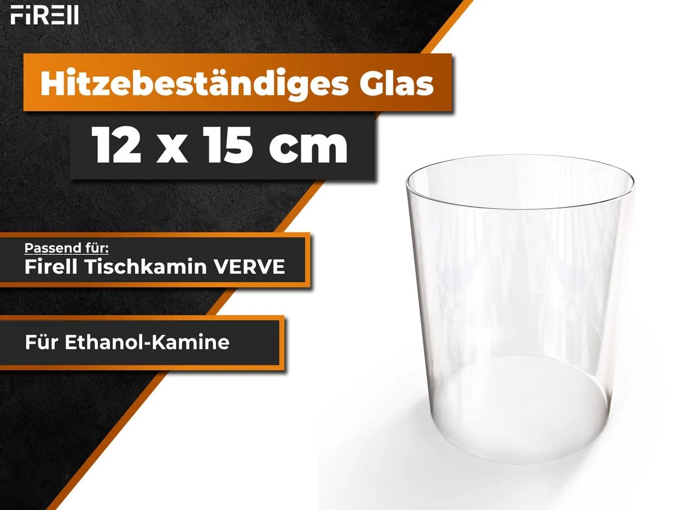 FIRELL Ersatzglas 12x15 cm transparent für Tischkamin VERVE