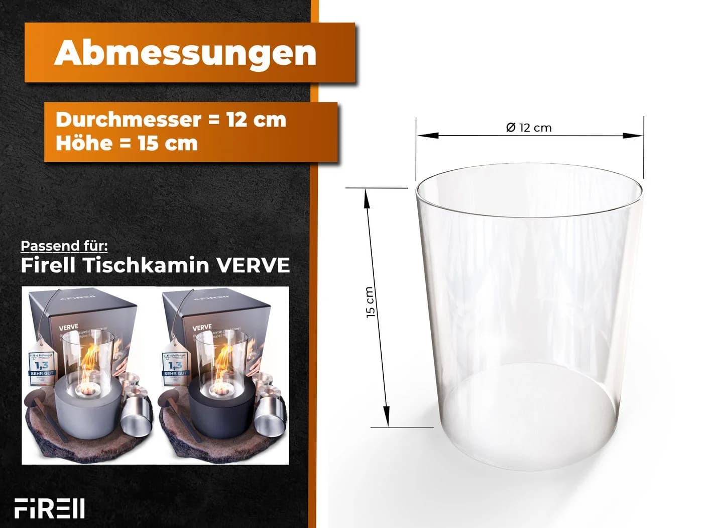 FIRELL Ersatzglas 12x15 cm transparent für Tischkamin VERVE - Bild 3