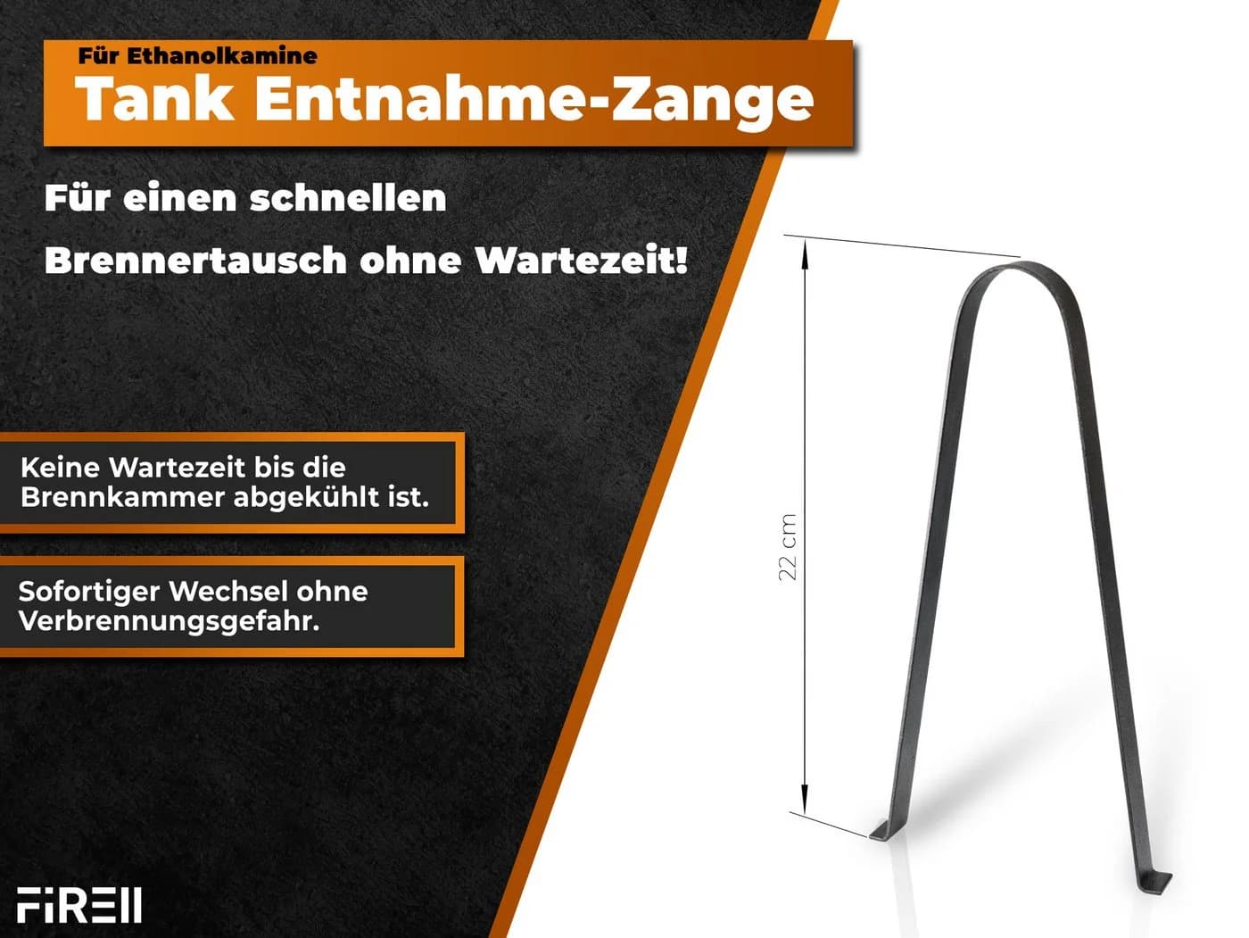 FIRELL Tischfeuer Wechselzange für Ethanolbrenner Edelstahl