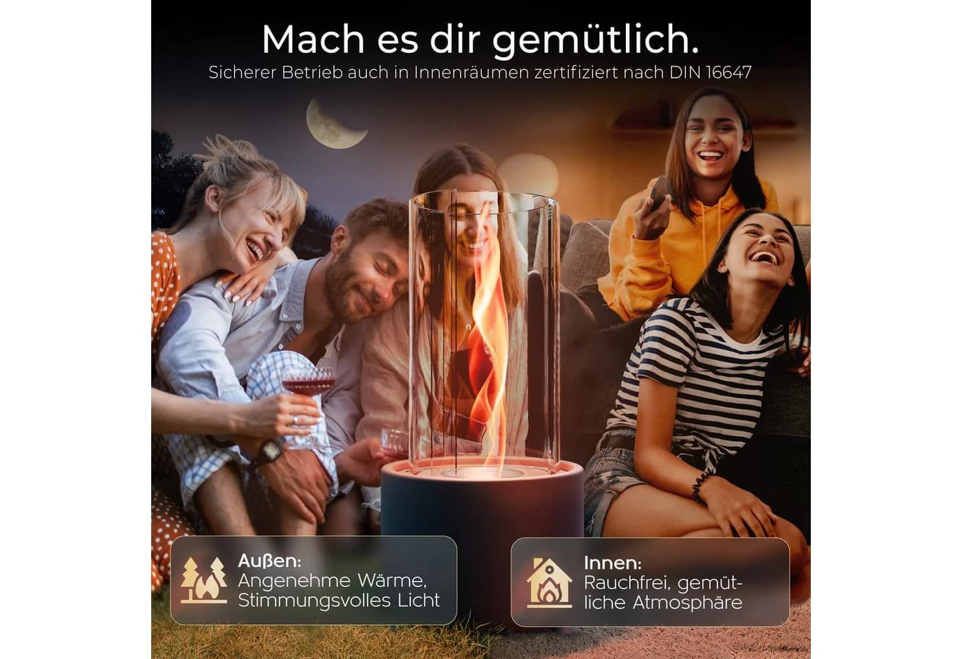 FIRELL Tischkamin CURL II Edelstahl Schwarz Patentierte Wirbelflamme - Bild 5