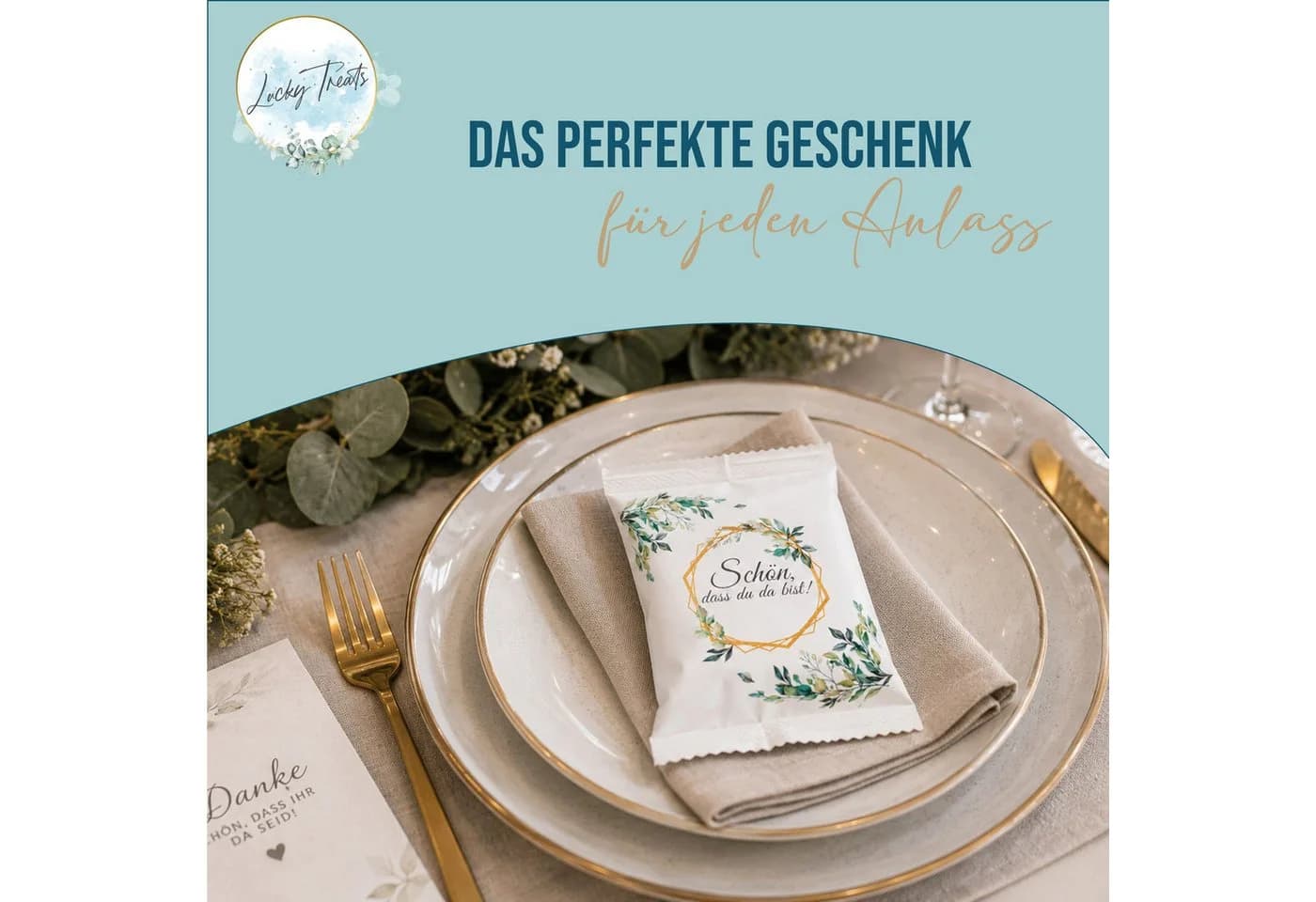 Logbuch-Verlag Dekofigur Fruchtgummi-Päckchen Weiß Matt mit Eukalyptus - Bild 3