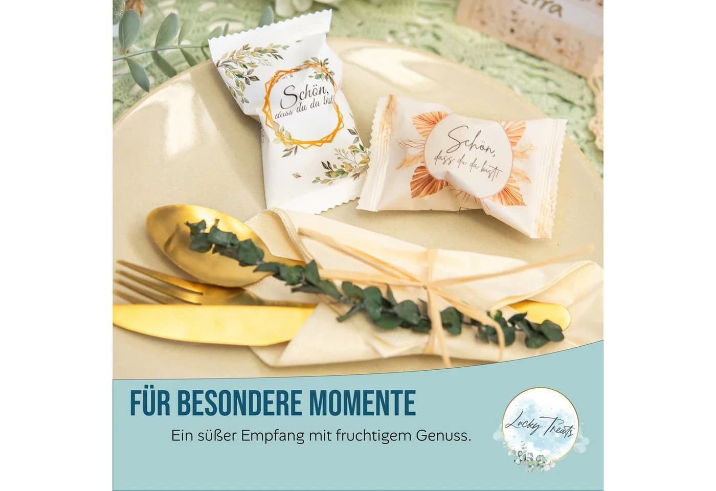 Logbuch-Verlag Dekofigur Fruchtgummi-Päckchen Weiß Matt mit Eukalyptus - Bild 5