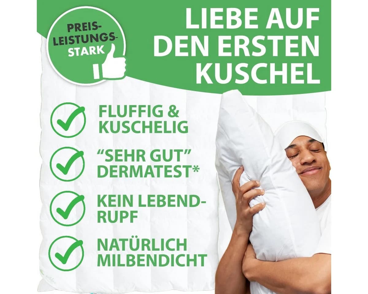 Welldora 4-Jahreszeitenbettdecke 90% Federn 10% Daunen Oeko-Tex Allergiker - Bild 4