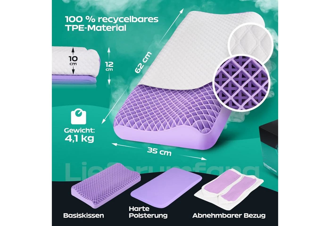 COFI 1453 Ergonomisches Synthetikkopfkissen TPE gegen Nackenschmerzen