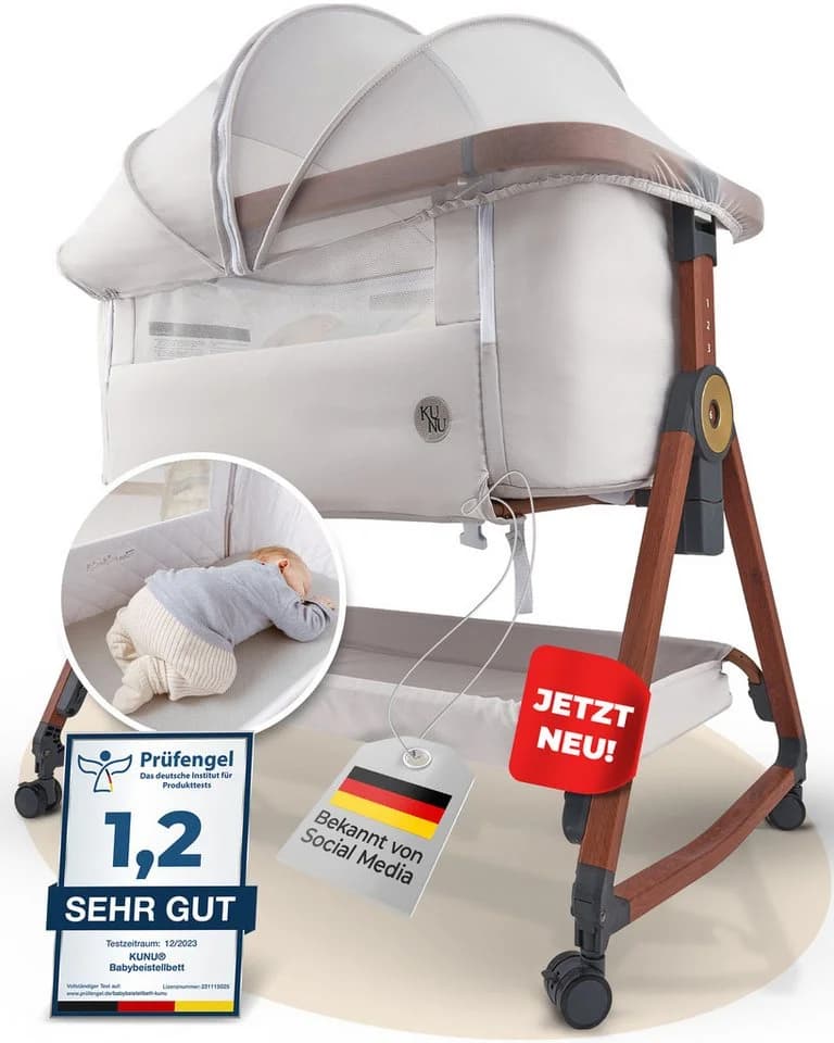 KUNU Beistellbett Beige/Weiß Modernes Design - Bild 2