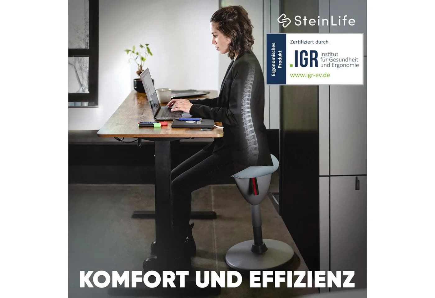 Steinlife Arbeitshocker Grau Ergonomisch Höhenverstellbar - Bild 4
