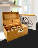 Starhome Schatzkiste Bambus Aufbewahrungsbox mit Zahlenschloss Beige Bild 1