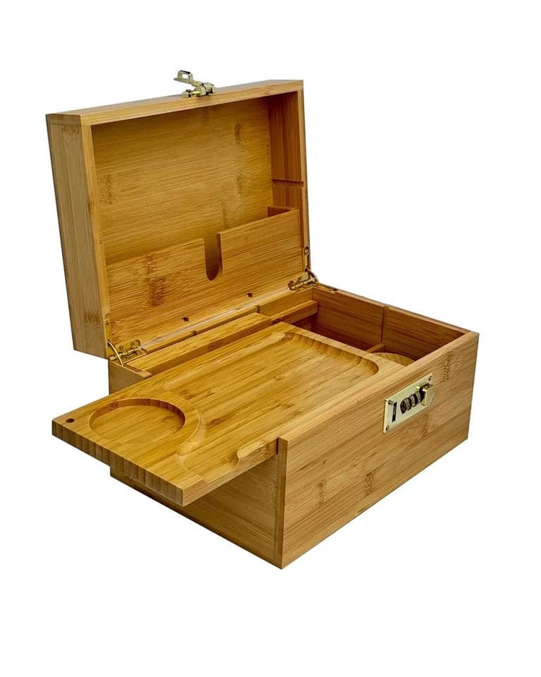 Starhome Schatzkiste Bambus Aufbewahrungsbox mit Zahlenschloss Beige - Bild 2