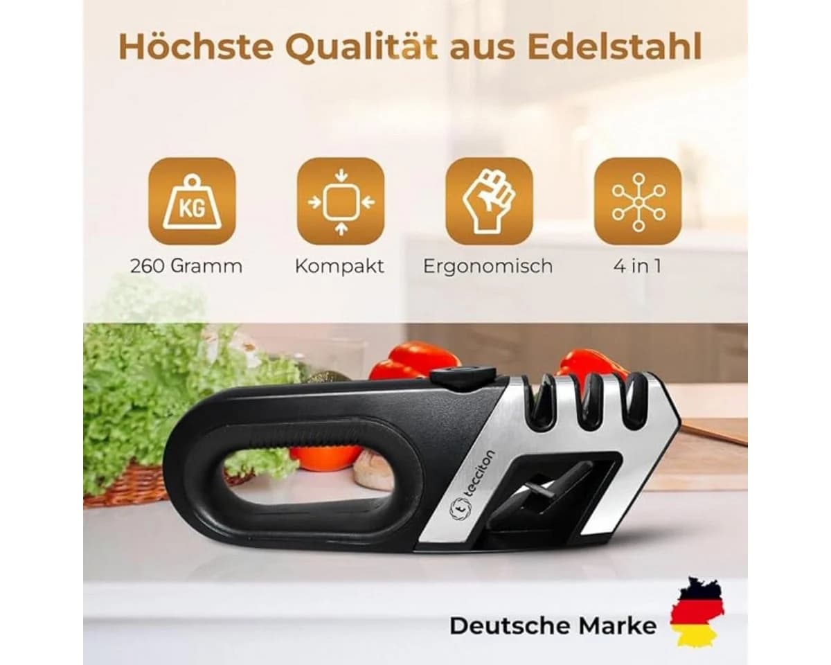 COFI 1453 Messerschärfer 4-in-1 Schwarz Silber Ergonomischer Griff