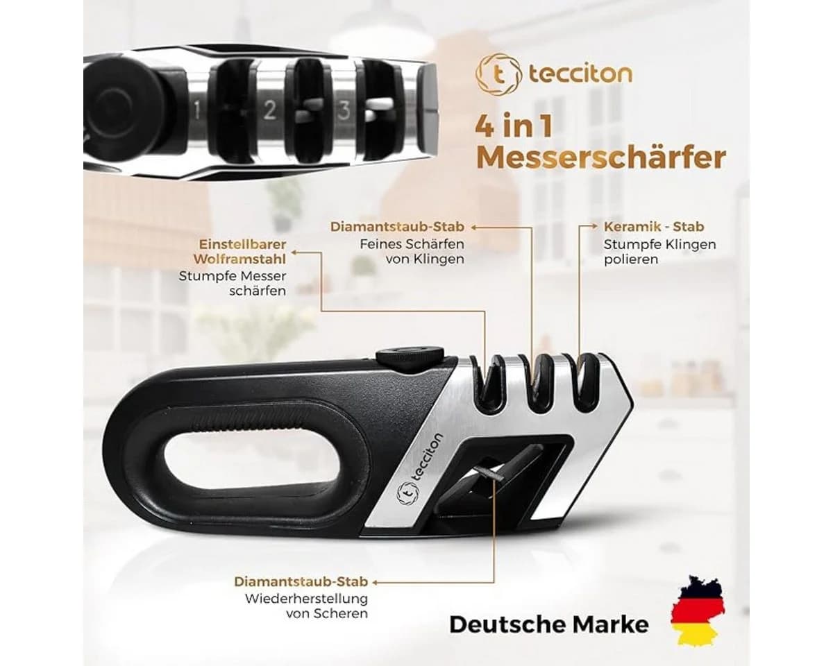 COFI 1453 Messerschärfer 4-in-1 Schwarz Silber Ergonomischer Griff - Bild 3