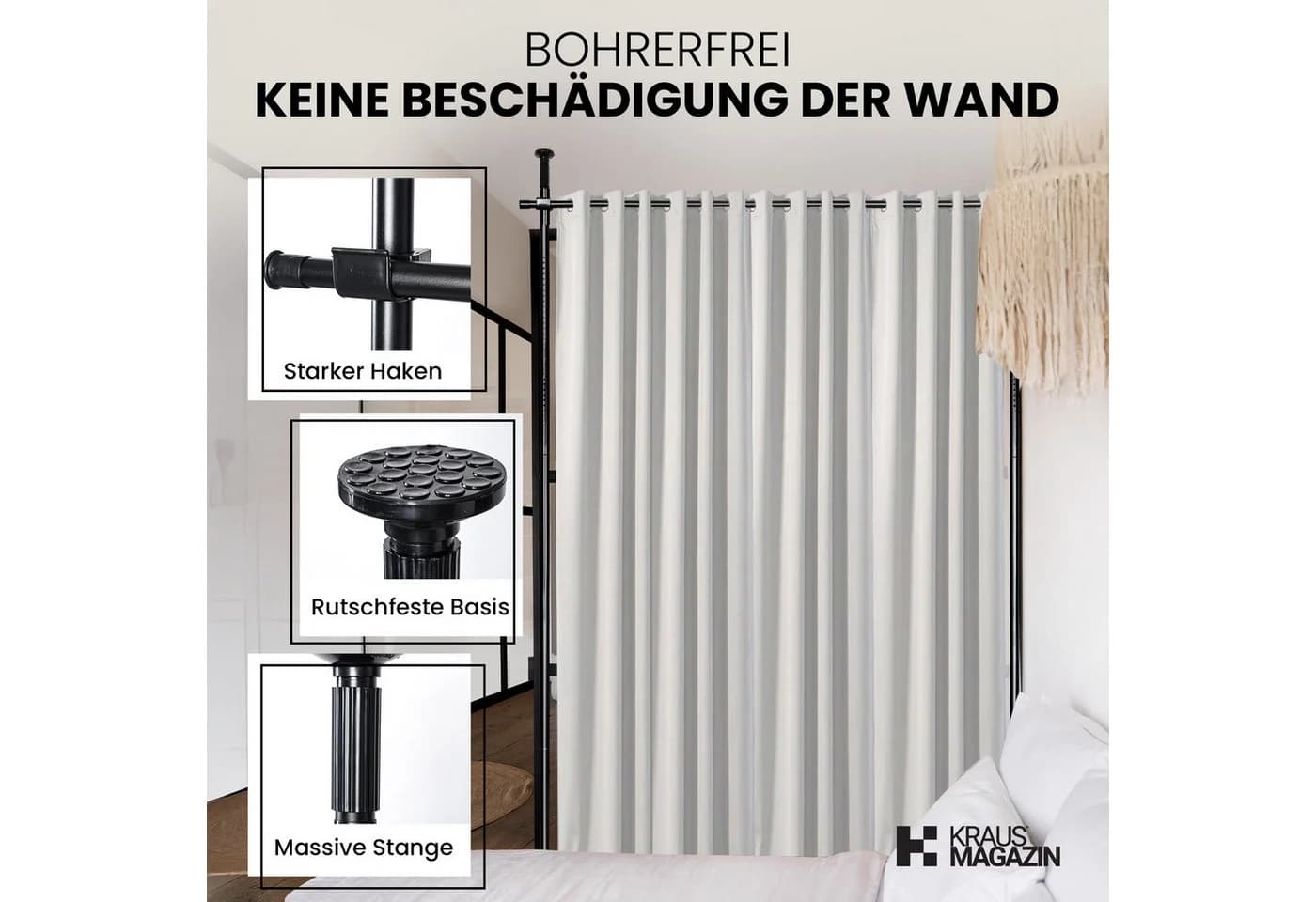 Kraus Magazin Paraventgestell Teleskopisch Ohne Bohren