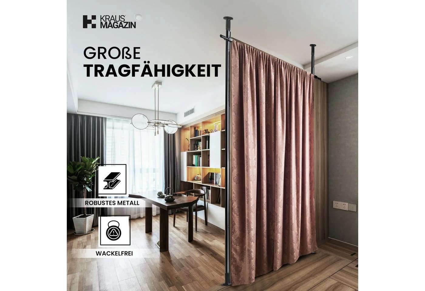 Kraus Magazin Paraventgestell Teleskopisch Ohne Bohren - Bild 4