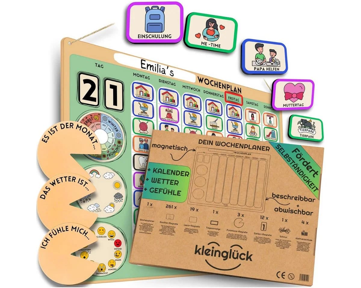 Kleinglück Magnettafel Wochenplaner Kinder mit Magnet-Symbolen - Bild 2