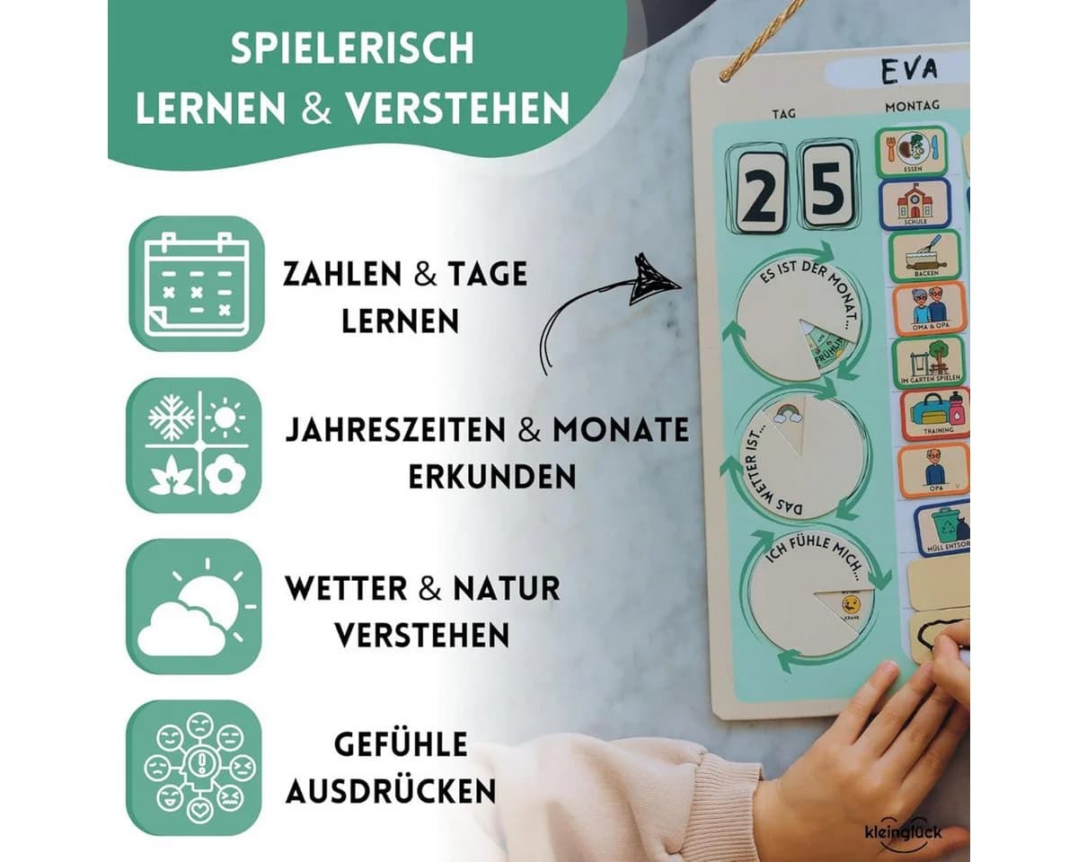 Kleinglück Magnettafel Wochenplaner Kinder mit Magnet-Symbolen - Bild 3