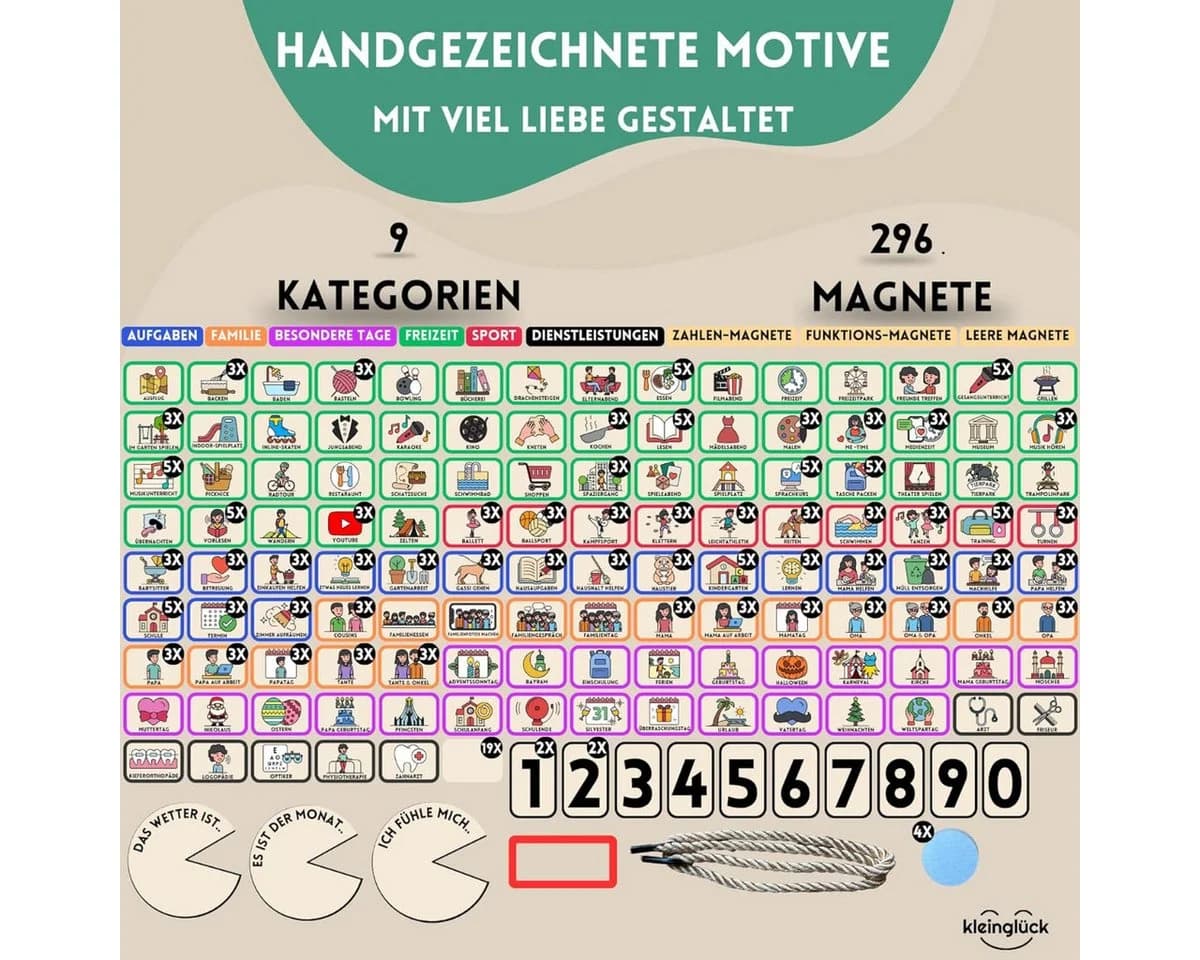 Kleinglück Magnettafel Wochenplaner Kinder mit Magnet-Symbolen - Bild 5