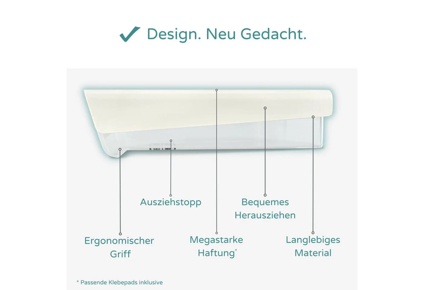 Ordnungshelden Hängeschublade Weiß Klebeschublade unter Schreibtisch - Bild 4