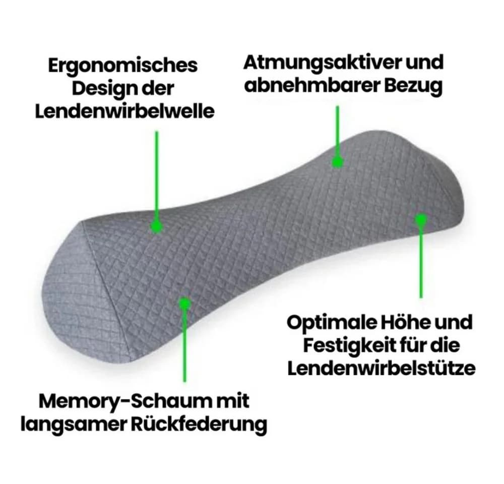 HEALTHSON Rückenkissen LumbaRelax® Grau Memory-Schaum - Bild 4