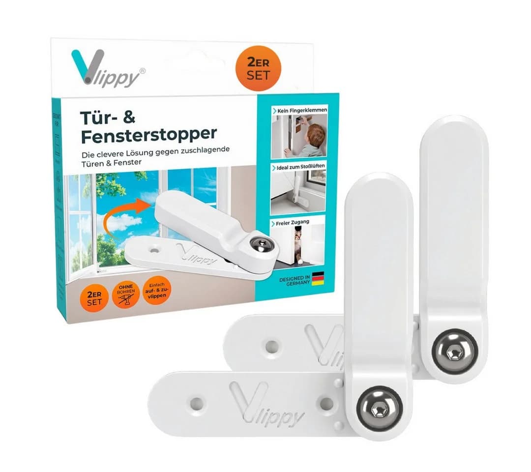 Vlippy Fensterstopper & Türstopper, 2 Stück, Verhindert das Zuschlagen von Fenstern & Türen - Bild 2