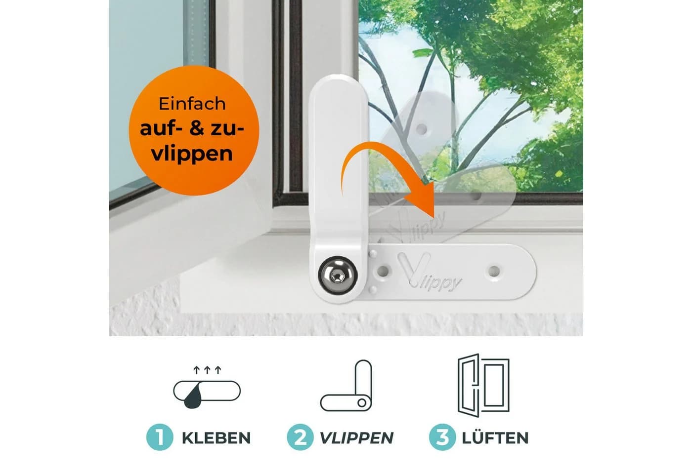 Vlippy Fensterstopper & Türstopper, 2 Stück, Verhindert das Zuschlagen von Fenstern & Türen - Bild 4