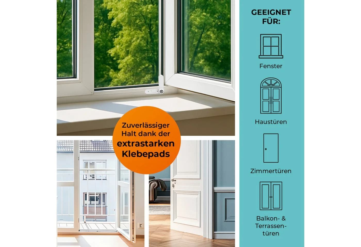 Vlippy Fensterstopper & Türstopper, 2 Stück, Verhindert das Zuschlagen von Fenstern & Türen - Bild 5