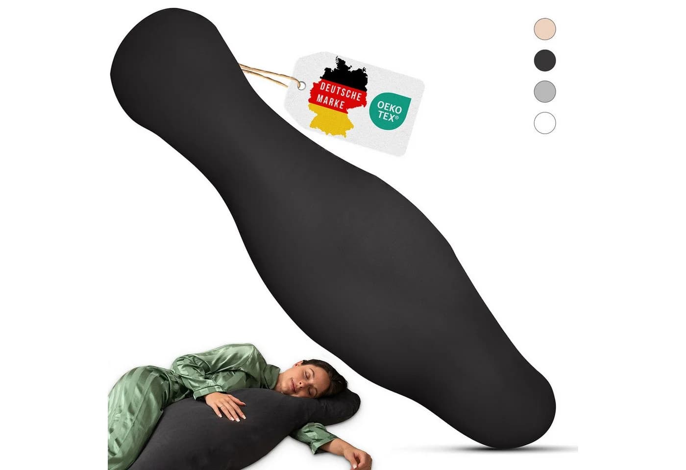 Opanoli Seitenschläferkissen Schwarz Ergonomisch