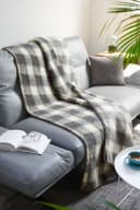 K. & N. Schurwolle Schurwolldecke SuperSoft Karo-Grau Bild 2