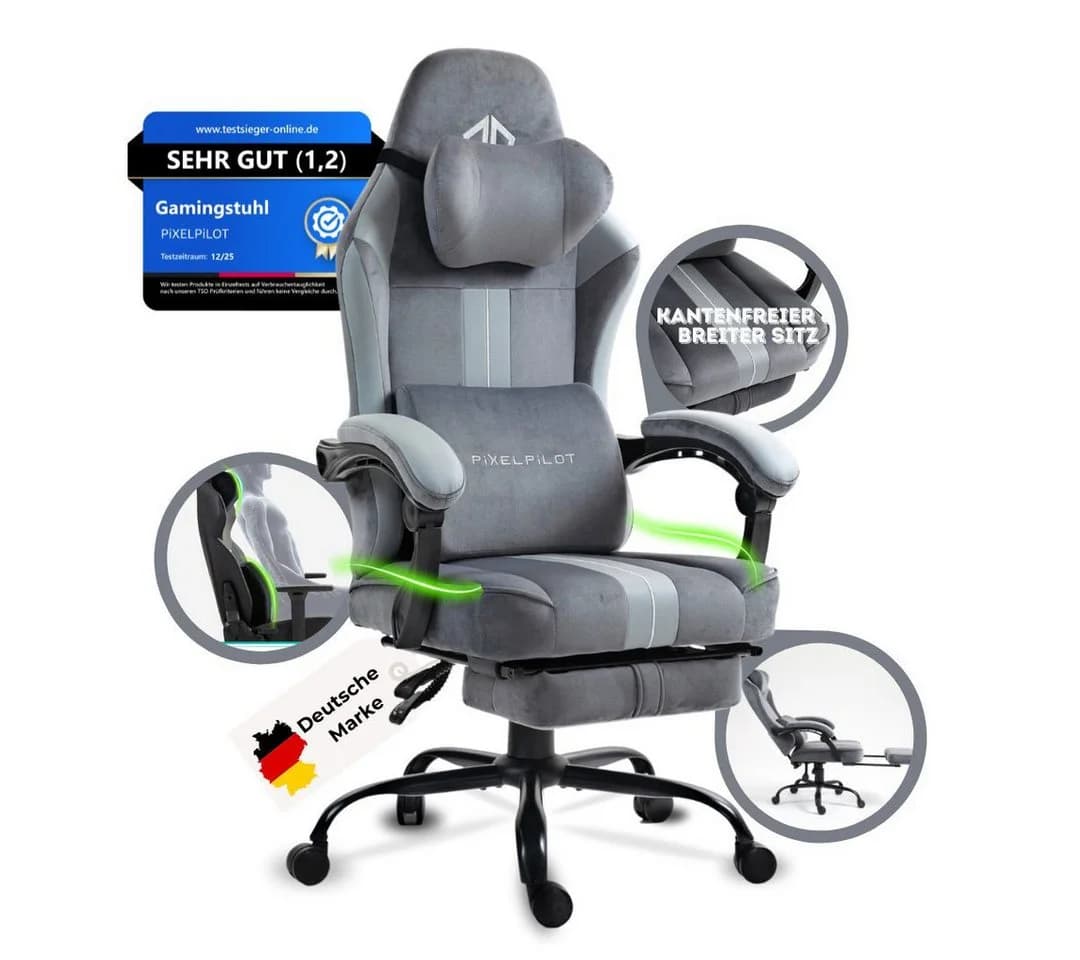 PixelPilot Gaming Chair Nebula Atmungsaktiver Stoff Ergonomisches Design - Bild 2