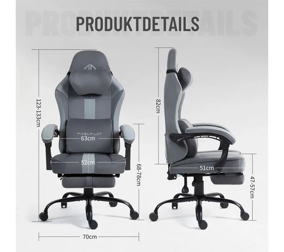PixelPilot Gaming Chair Nebula Atmungsaktiver Stoff Ergonomisches Design - Bild 5