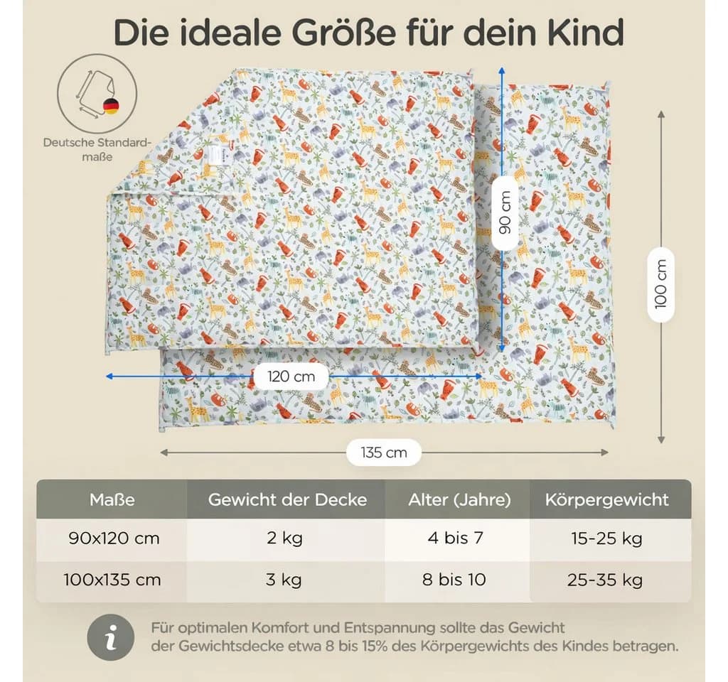 Lunova Gewichtsdecke für Kinder, hypoallergene Glasperlen, OEKO-TEX Baumwolle, 2-4 kg - Bild 4