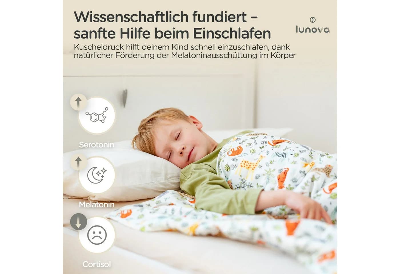 Lunova Gewichtsdecke für Kinder, hypoallergene Glasperlen, OEKO-TEX Baumwolle, 2-4 kg - Bild 5