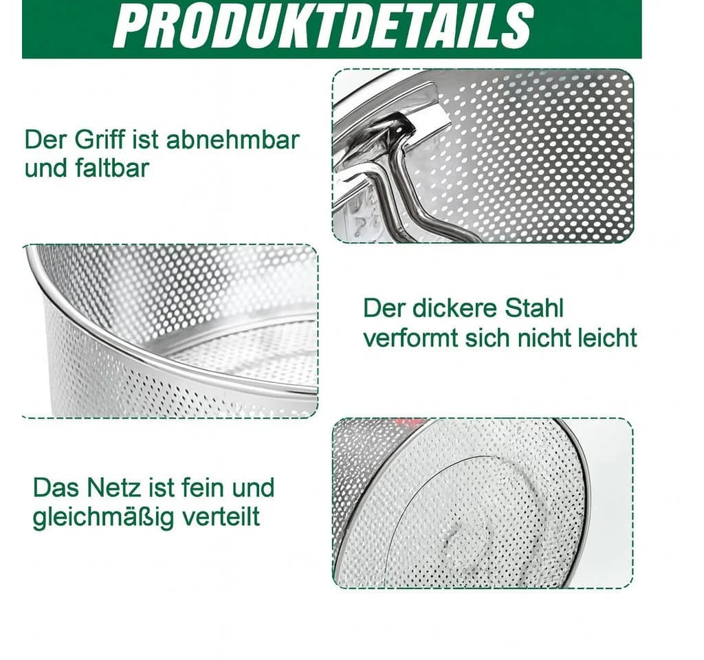 Little Lorien Küchensieb Edelstahl mit abnehmbarem Griff - Bild 5