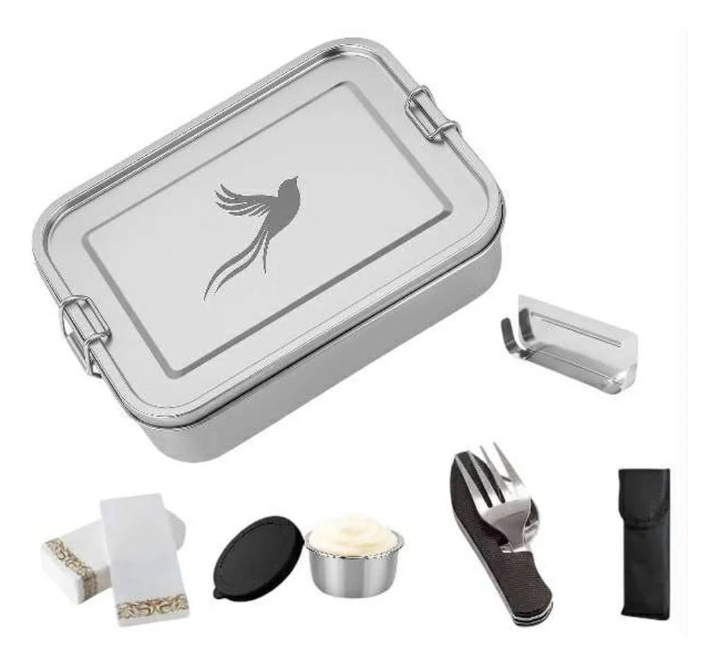 Little Lorien Lunchbox Brotdose Edelstahl 1200ml 2 Fächer Besteck Set - Bild 2