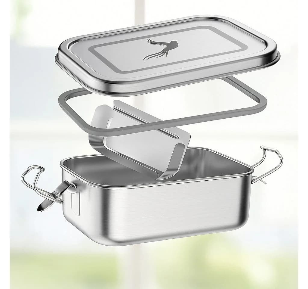 Little Lorien Lunchbox Brotdose Edelstahl 1200ml 2 Fächer Besteck Set - Bild 4