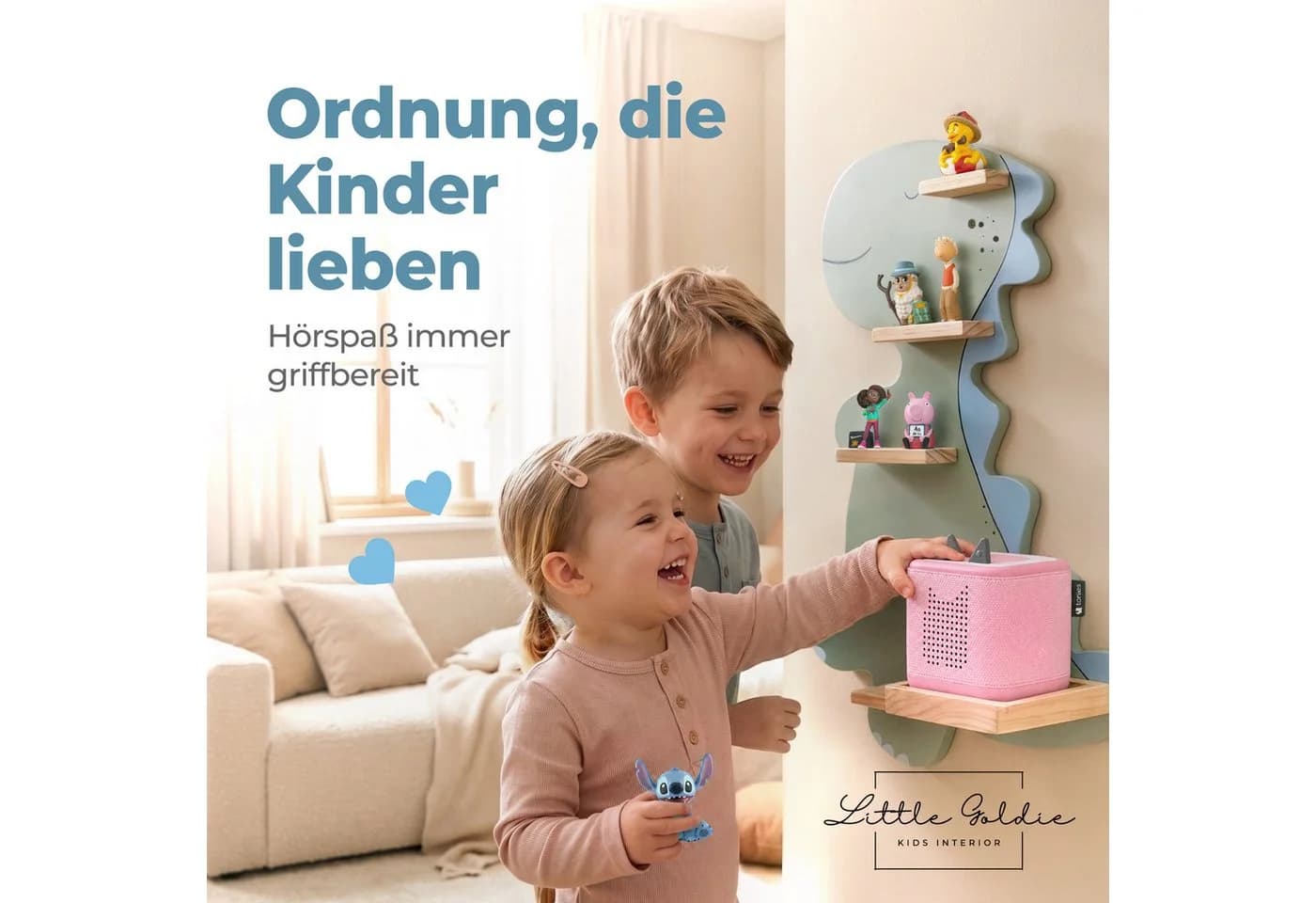Little Goldie Kinderregal Tonie Regal Dino Motiv Grün Blau