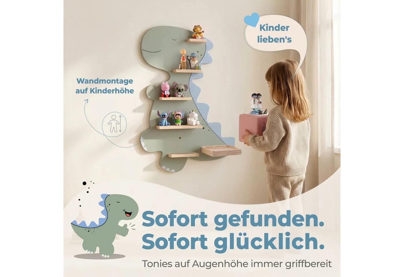 Little Goldie Kinderregal Tonie Regal Dino Motiv Grün Blau - Bild 5