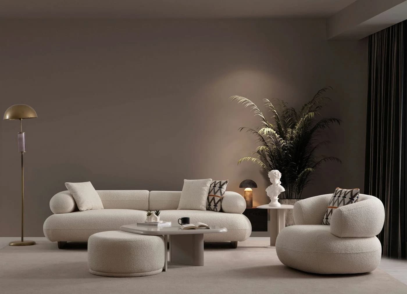 Bermo Home Sofa Premium Design-Wohnlandschaft Wolkenkomfort 3-3-1 Sitzgruppe