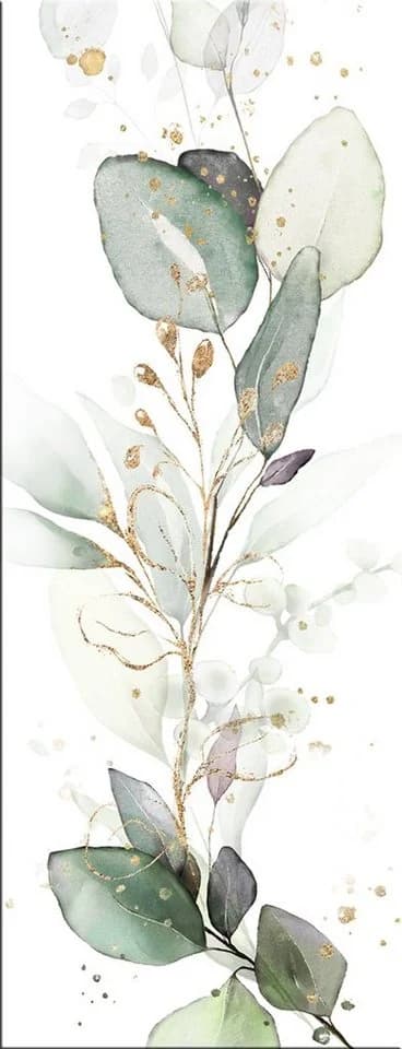 artissimo Glasbild Eukalyptus Aquarell Grün Gold 30x80 cm - Bild 2