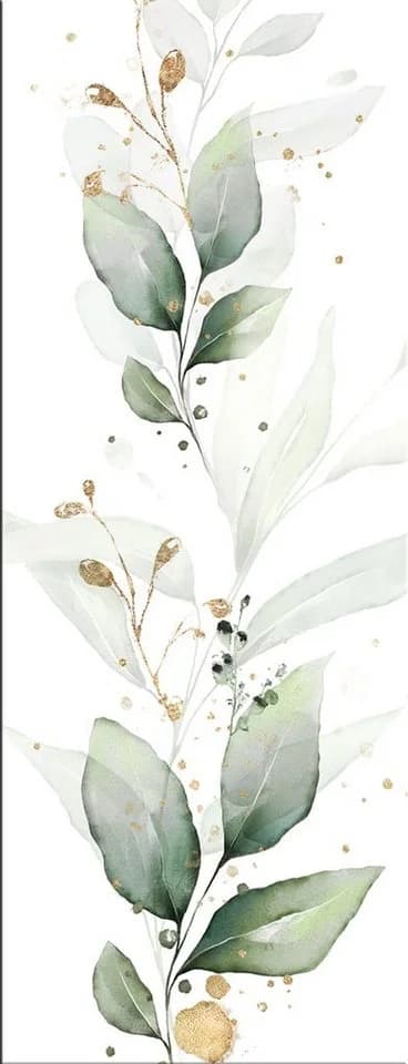 artissimo Glasbild 30x80cm Aquarell-Malerei Eukalyptus Mint-Grün Gold - Bild 2