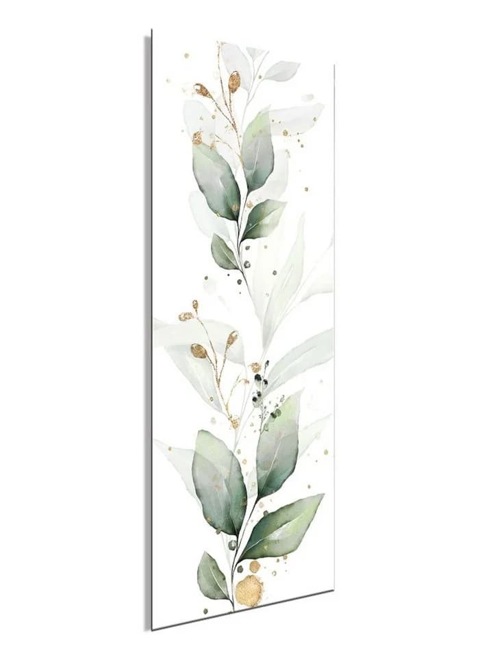 artissimo Glasbild 30x80cm Aquarell-Malerei Eukalyptus Mint-Grün Gold - Bild 3